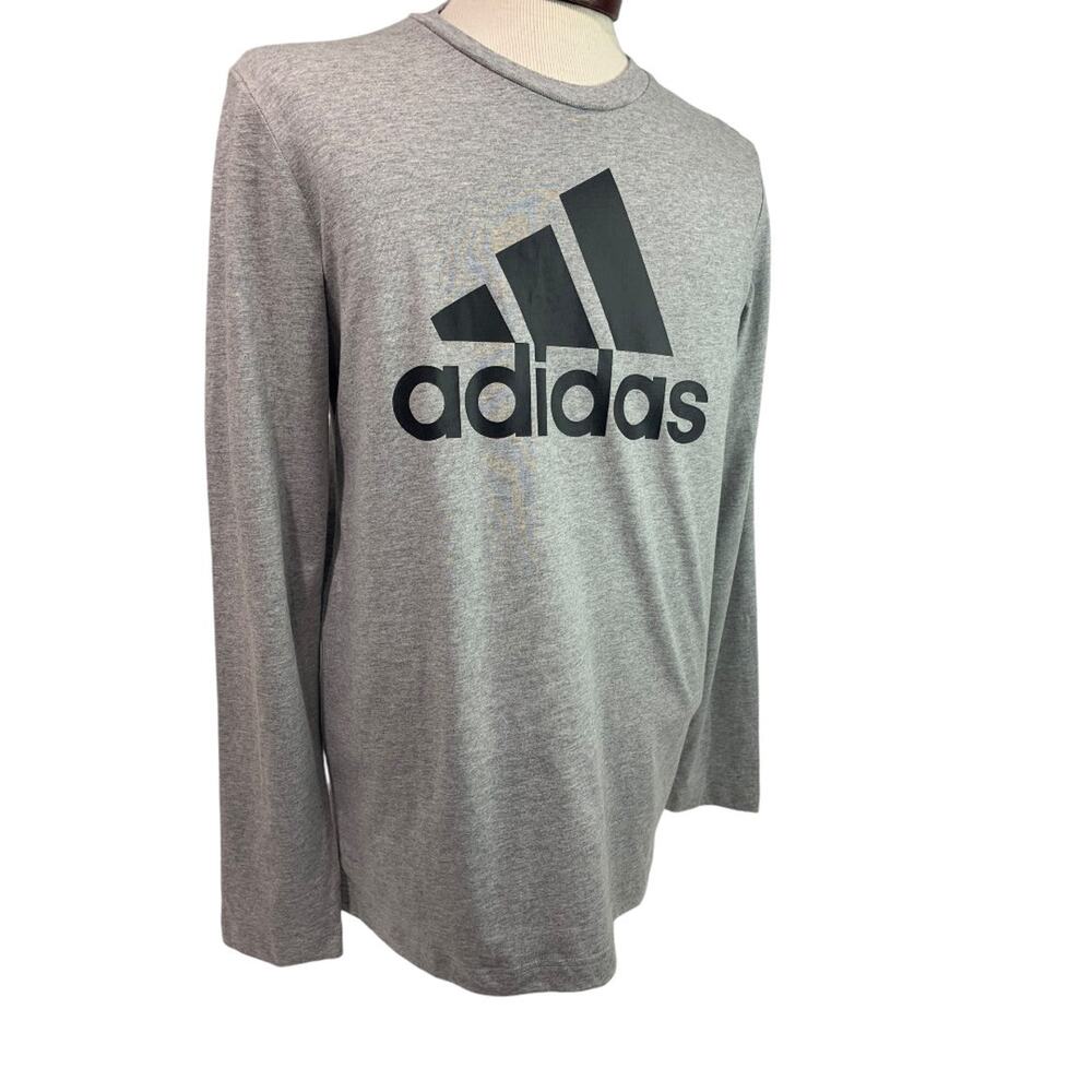 Small Adidas Mens New Long Sleeve Logo Tshirt Gray Heathered H14623